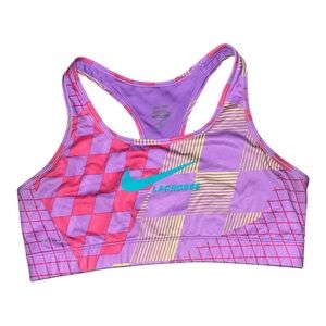 Nike Pro Graphic Lacrosse Racerback Sports Bra Size L Purple Multi